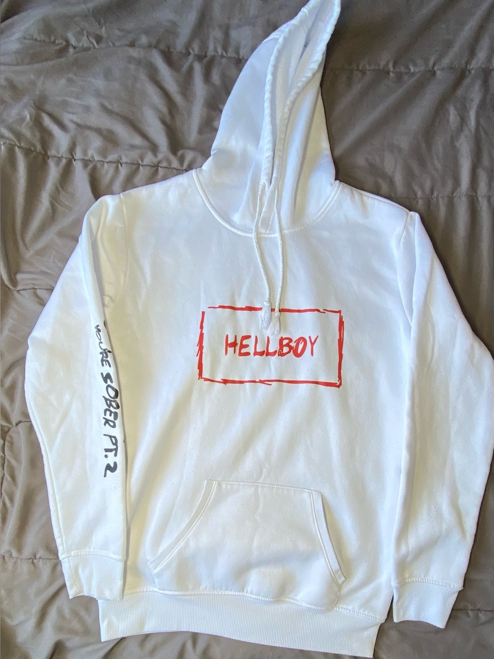 Lil Peep Hellboy White Graphic Hoodie GothBoiClique Rap Merch Size Large